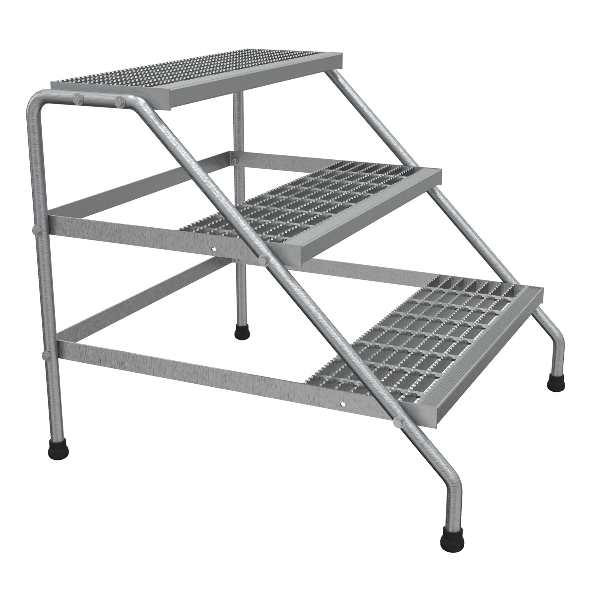 Vestil Aluminum Step Stand - 3 Steps, 500-Lb. Capacity, Wide Design, Serrated Surface, Model# SSA-3W-KD